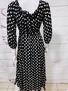 Anthropologie Black Polka Dot Maxi Dress